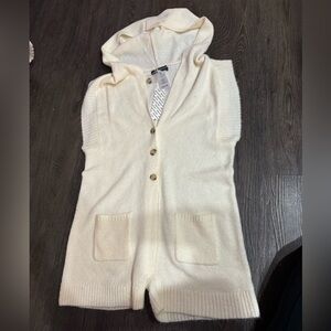 Urban Outfitters Cream Hooded Sweater Romper